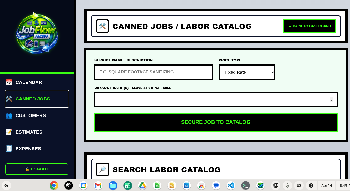 Canned Jobs Entry